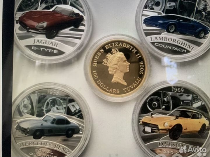 Тувалу сэт из 5 монет цветная эмаль золото