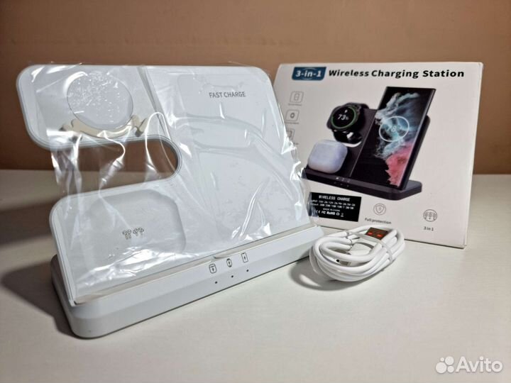Беспроводная зарядка Samsung 3 в 1 Белая