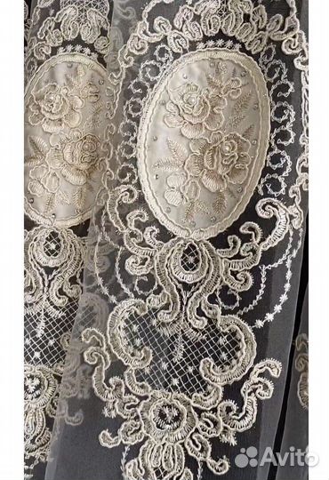 Тюль с бархатными вставками