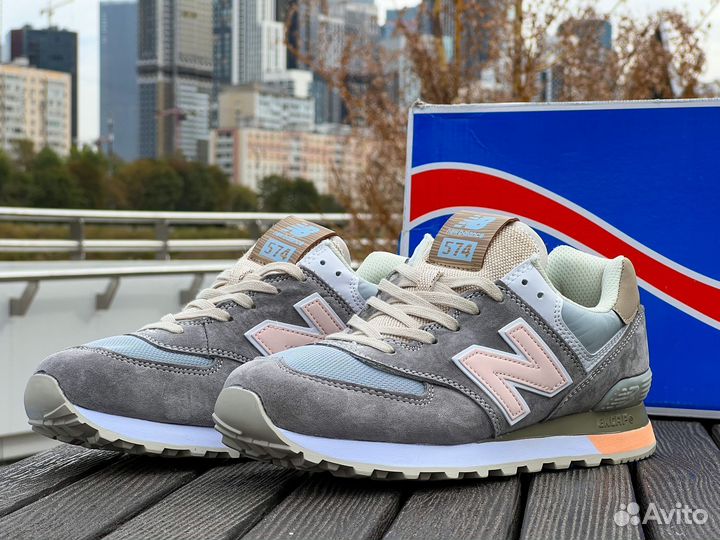 New Balance 574 Mint Grey Pink