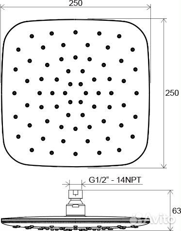 Верхний душ Ravak X07P570 черный матовый