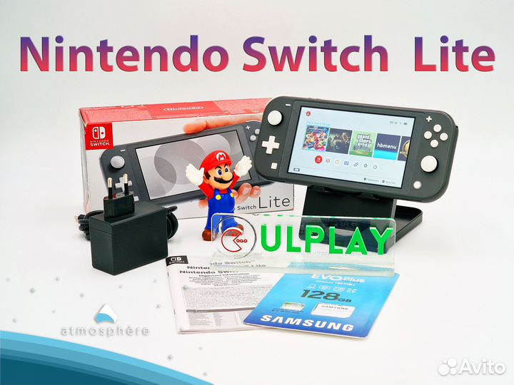 Nintendo Switch Lite Gray + прошитый + 128Gb игр