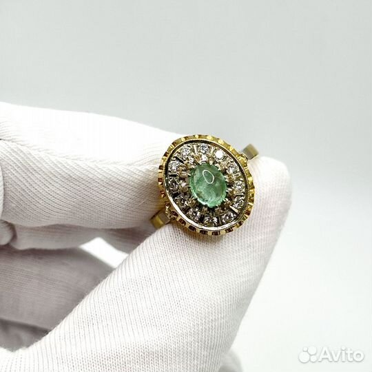Золотое кольцо Малинка СССР с бриллиантами 0,7 ct