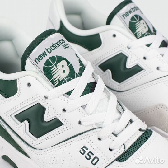 Кроссовки New Balance 550 White / Green logo