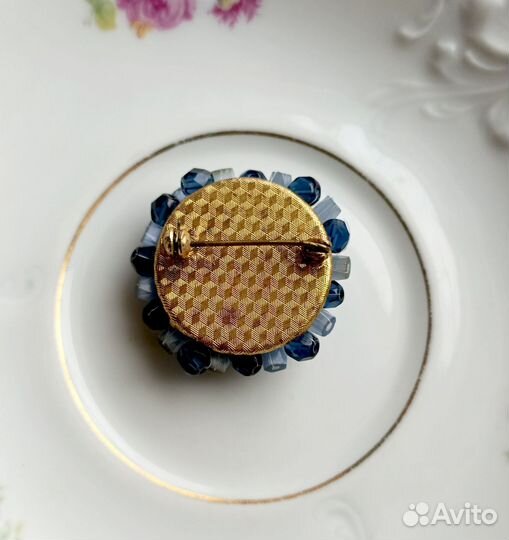 Винтажная сатиновая брошь Чехословакия