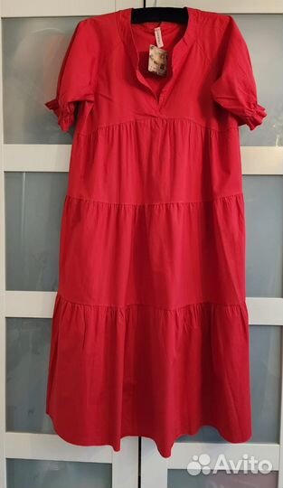 Новое Платье Хлопок р.46-50-52 Италия Красный