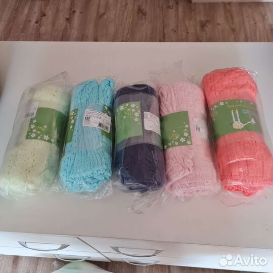 Пледы детские новые вязанные хлопковые