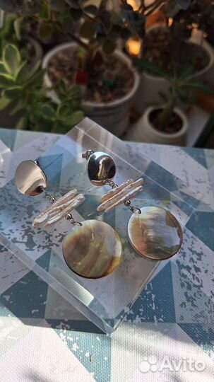 Серьги с жемчугом и перламутром