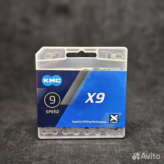 Цепь KMC X9 Silver-Gray, 9 ск, 114 / 116 звеньев