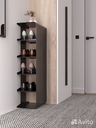 Обувница металлическая, тумба для обуви, 5 полок