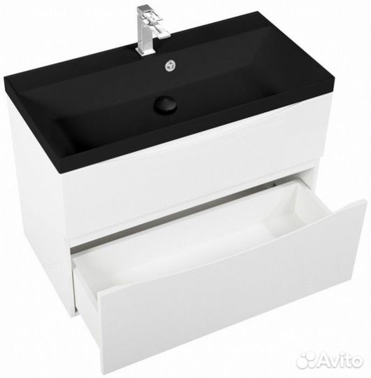 Тумба с раковиной BelBagno Marino-H60 90-BB900/450-LV-ART-AST-nero Bianco Lucido