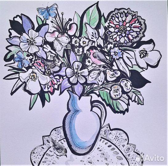 Картина графика цветы