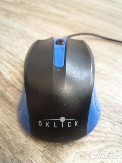 Мышь Oklick 225M черный/синий оптическая (1200dpi)