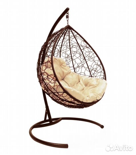 Подвесное кресло-кокон Капля с ротангом