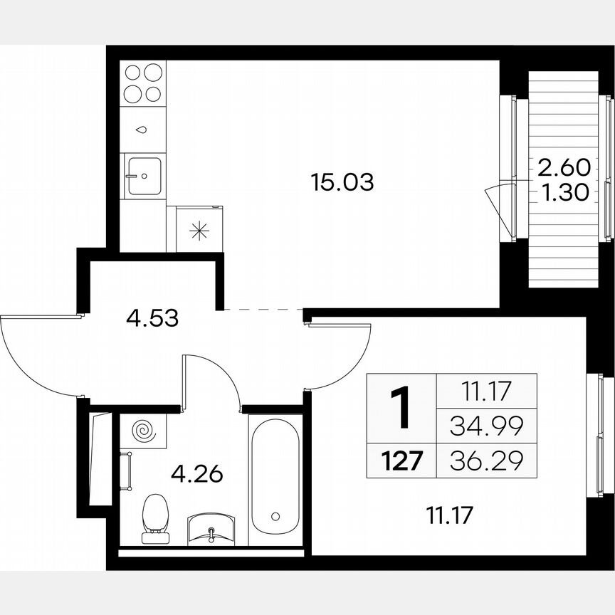 1-к. квартира, 36,3 м², 10/12 эт.