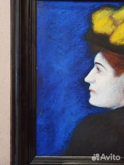 Петряшев, портрет Дамы, 1985г., оргалит, пастель