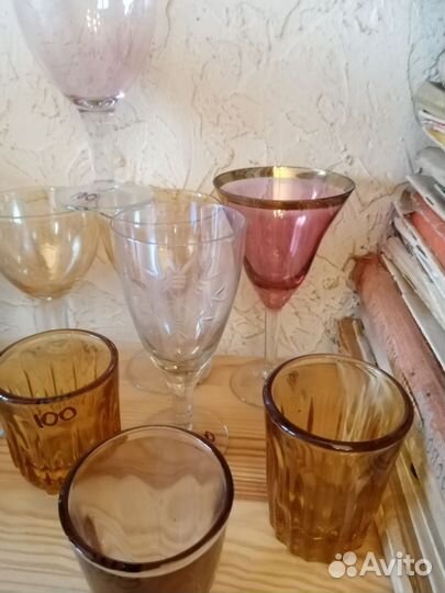 Советские рюмки и стопки из цветного стекла