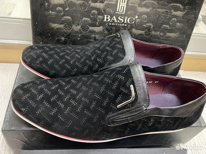 Слипоны мужские 41 разм. Basic нат. велюр/кожа