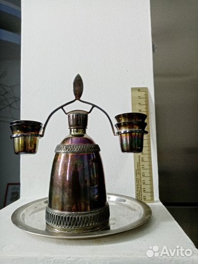 Мельхиор Старинный Штоф баба с коромыслом)