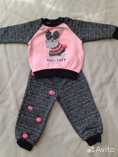 Флисовый комбинезон и два костюма девочки 74 80