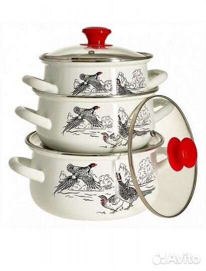 Набор кастрюль эмалированных 3шт