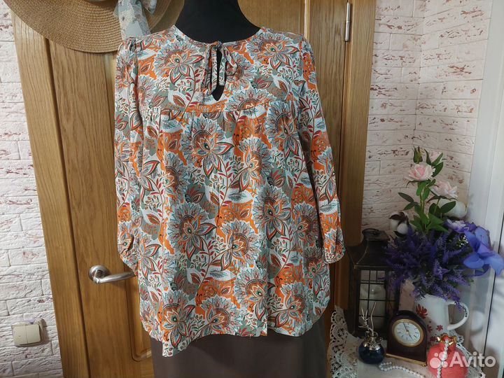 Блузка в цветочек бохо оверсайз вискоза Польша