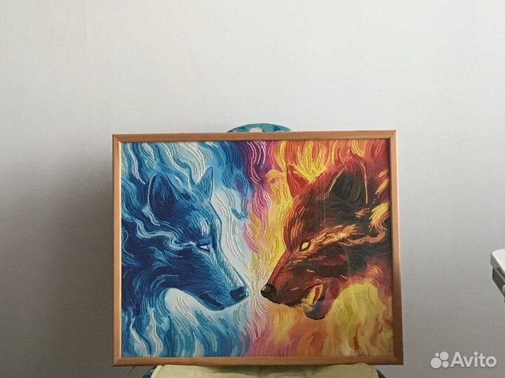 Картина из страз по номерам волки