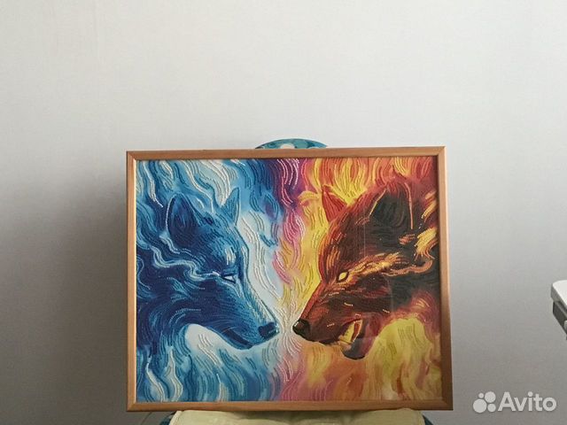 Картина из страз по номерам волки