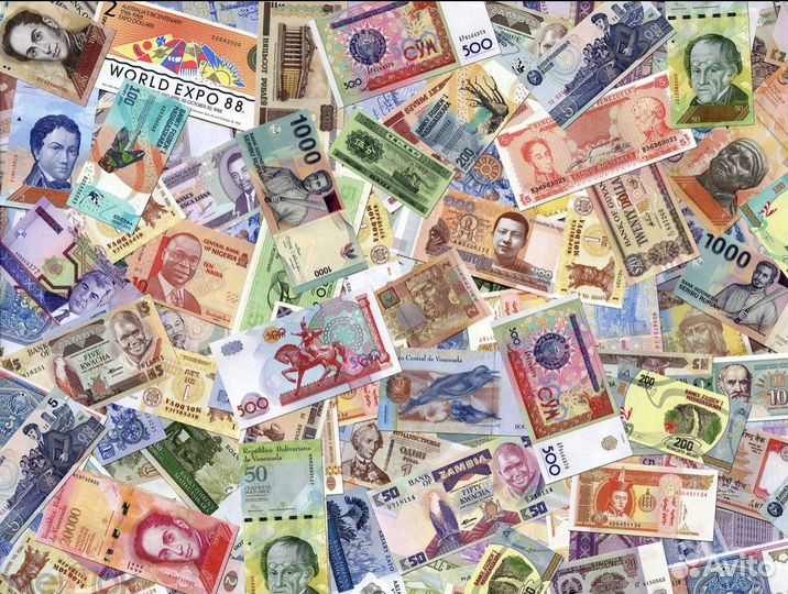 100 иностранных банкнот