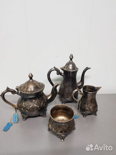 Чайный, кофейный набор (латунь, серебрение)