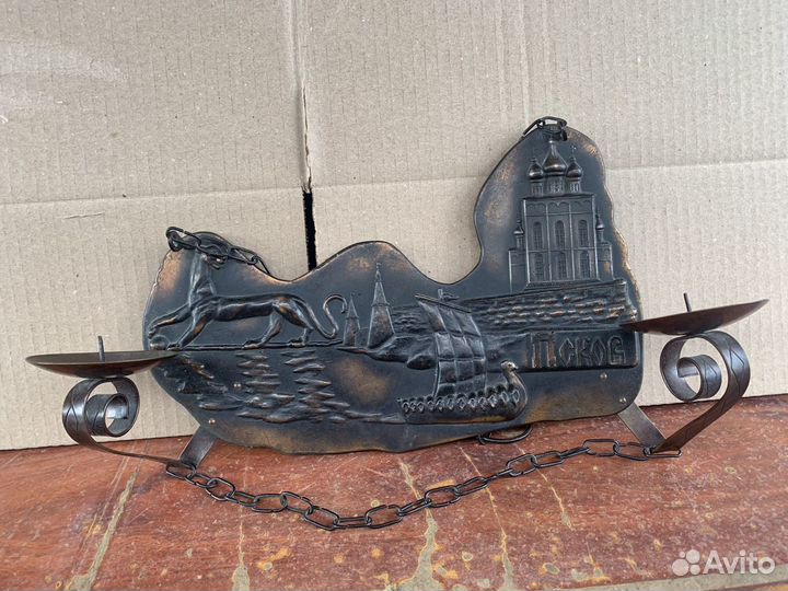 Подсвечник, панно Псков силумин СССР