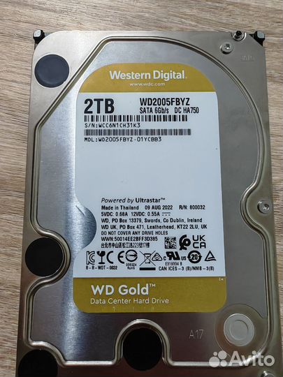Жесткий диск WD Gold 2тб (WD2005fbyz)