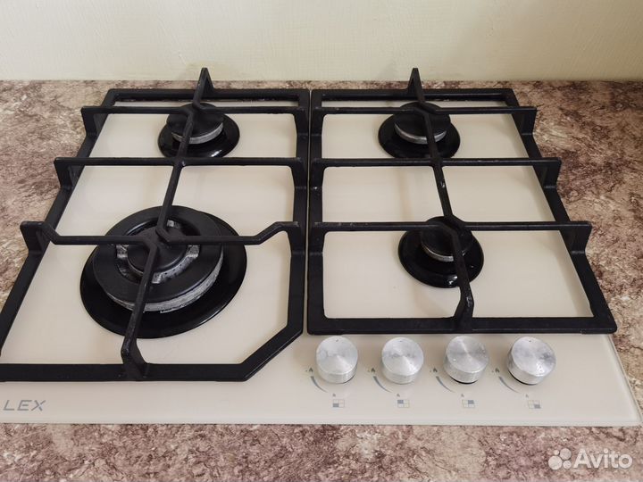 Газовая варочная панель 4 конфорки стекло