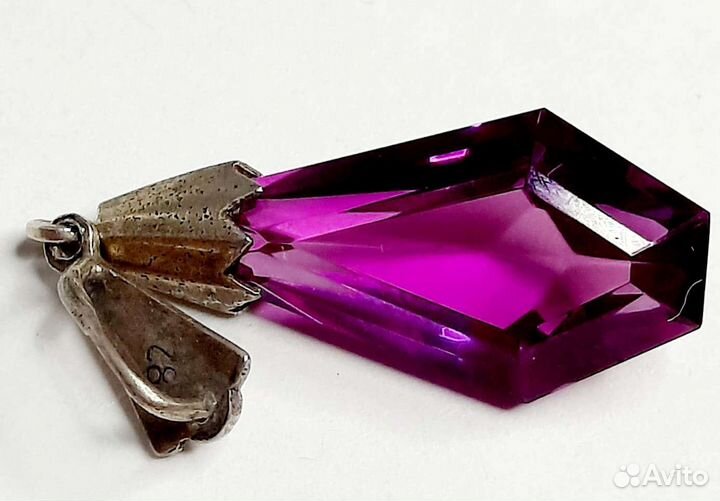 Подвеска серебряная 875пр с сиреневым камнем