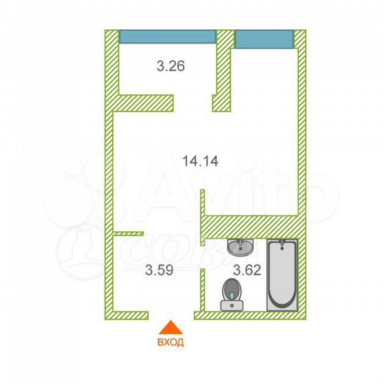 Квартира-студия, 25 м², 15/19 эт.