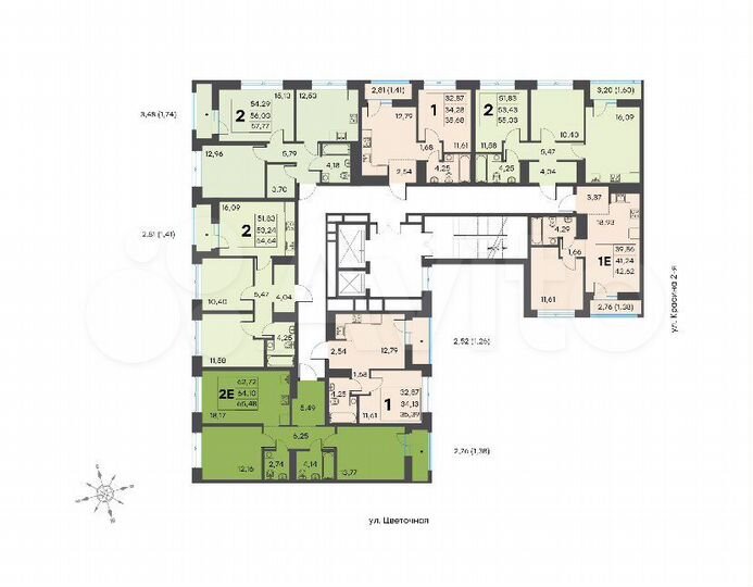 2-к. квартира, 64,3 м², 4/17 эт.