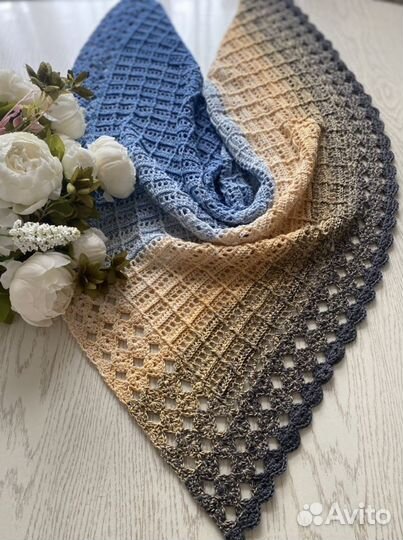Бактус, шаль, платок ручная работа