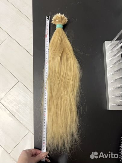 Волосы для наращивания блонд 50 см бу