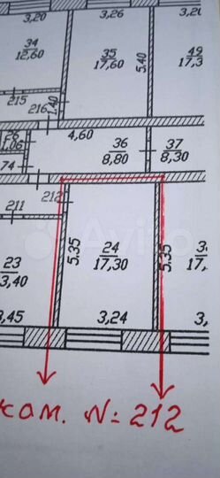 Комната 17,3 м² в 1-к., 2/5 эт.