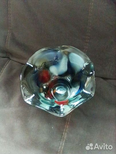 Ваза конфетница СССР гутное стекло