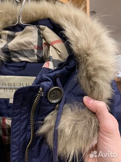 Зимний пуховик burberry с капюшоном