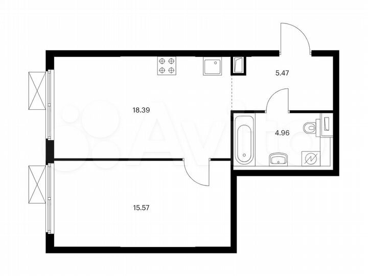 1-к. квартира, 44,4 м², 25/33 эт.