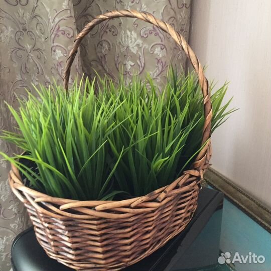 Интерьерная корзинка с травой икеа