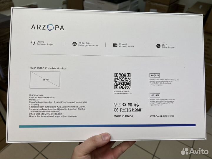 Портативный сенсорный монитор arzopa A1T 15,6 IPS