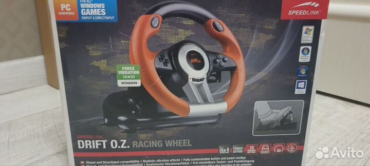 Игровой руль с педалями для пк 180 градусов