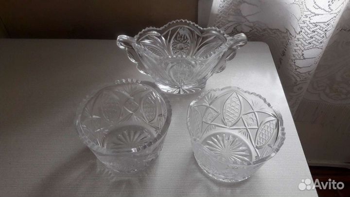 Хрустальный салатник, ваза СССР, селёдочница