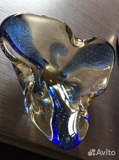 Ваза для фруктов Богемия цветное стекло