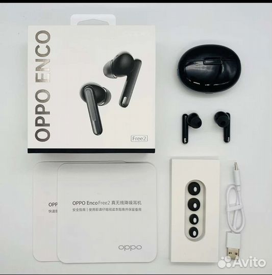Наушники Oppo enco free2 Черные CN + чехол