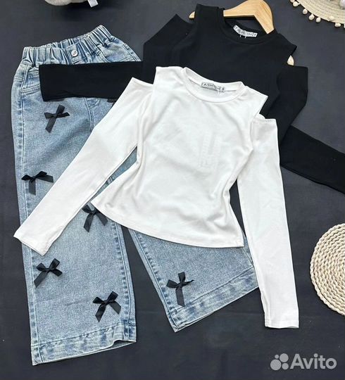 Костюм для девочки джинсы и водолазка