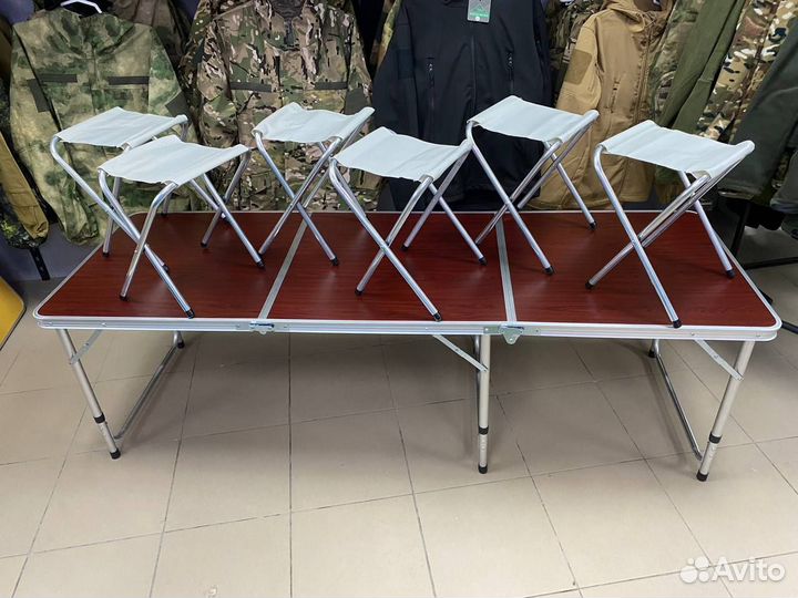 Складной стол + 6 стульев